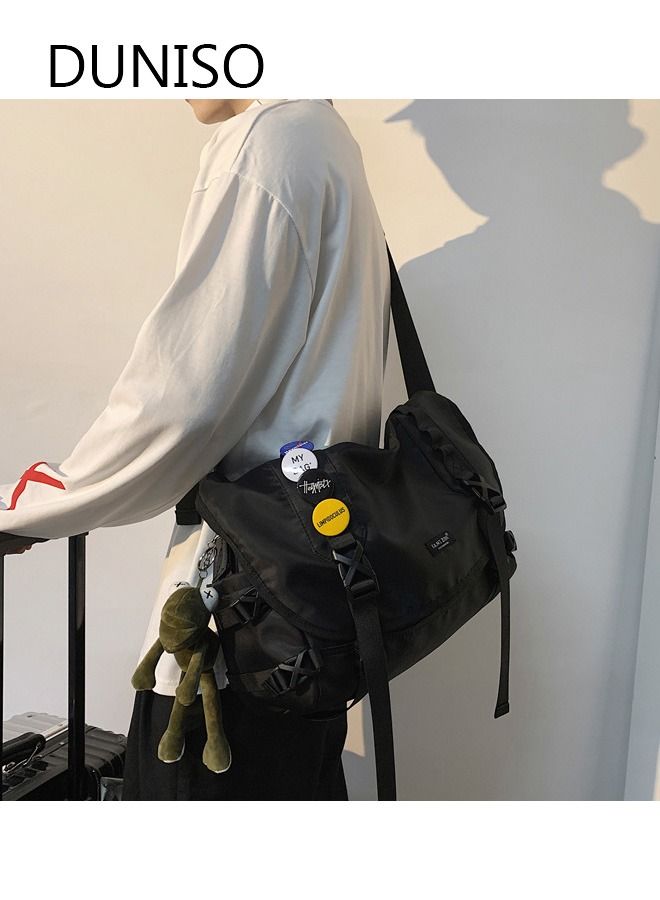 DUNISO Crossbody Bag for Men and Women Water Resistant Laptop Bag Casual Satchel Bags for Men Large School Computer Bag Travel Office Work Briefcase Fashion Messenger Shoulder Handbag, Black - Image 3