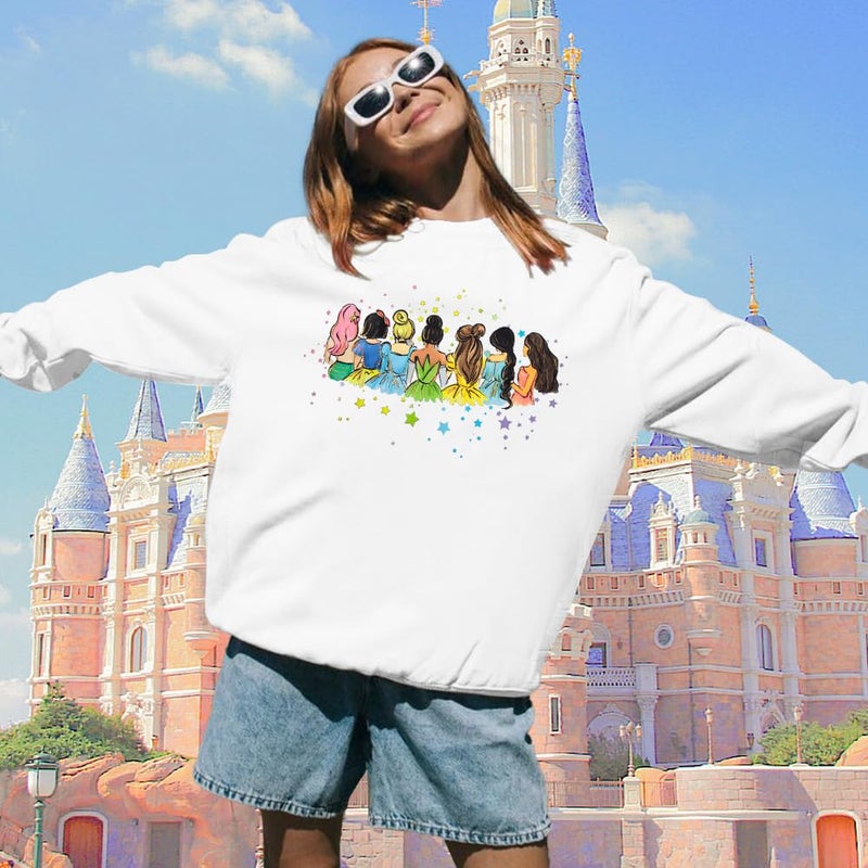 UNIQUEONE Magical Princess Sweatshirt for Women: Cute Magic Kingdom Princess Sweater Family Vacation Trip Pullover Tops White - Image 5