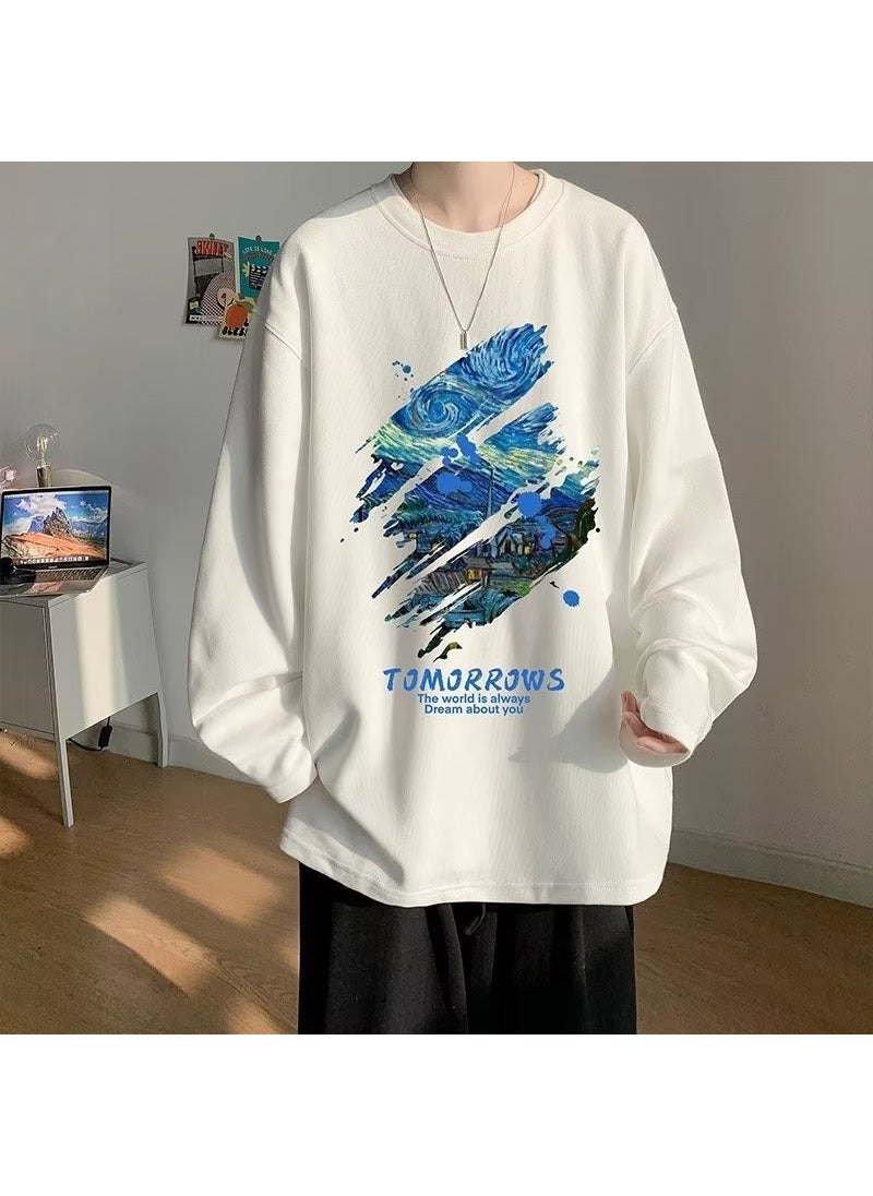 Generic - Heavyweight Cotton Long Sleeve Tee Mens 2023 Oversized Black - Image 1