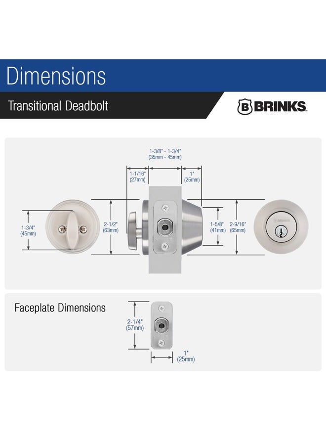BRINKS – Front Door Lock – Traditional Single Cylinder Deadbolt – Easy Installation, Keyed Entry, Pick Resistant Security for Home and Residence - Image 5