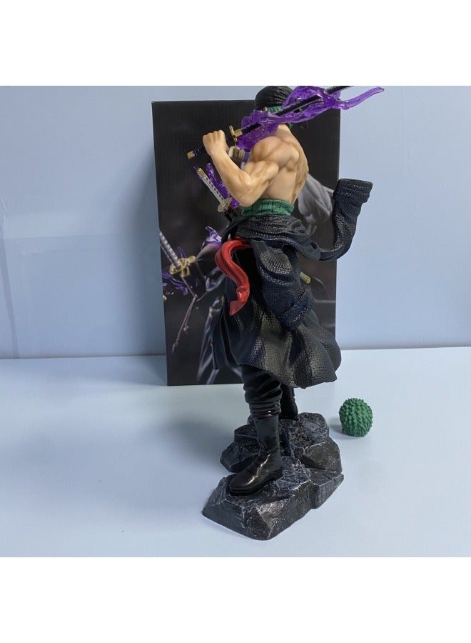 General One Piece carrying a knife Sauron double-headed sculpture replaceable statue Rollo Noah Zorro model decoration hand-made 33cm  - Image 3