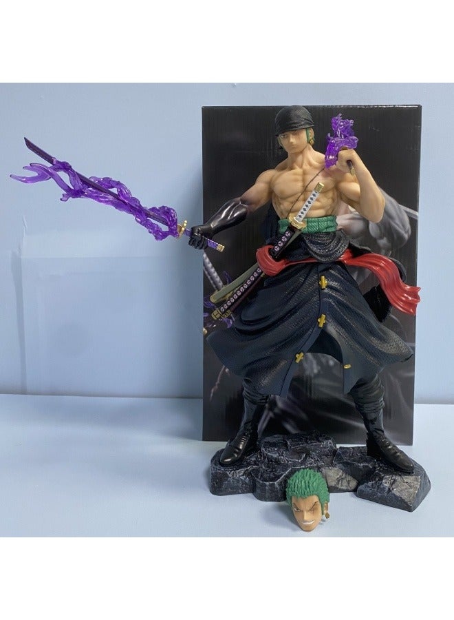General One Piece carrying a knife Sauron double-headed sculpture replaceable statue Rollo Noah Zorro model decoration hand-made 33cm  - Image 1