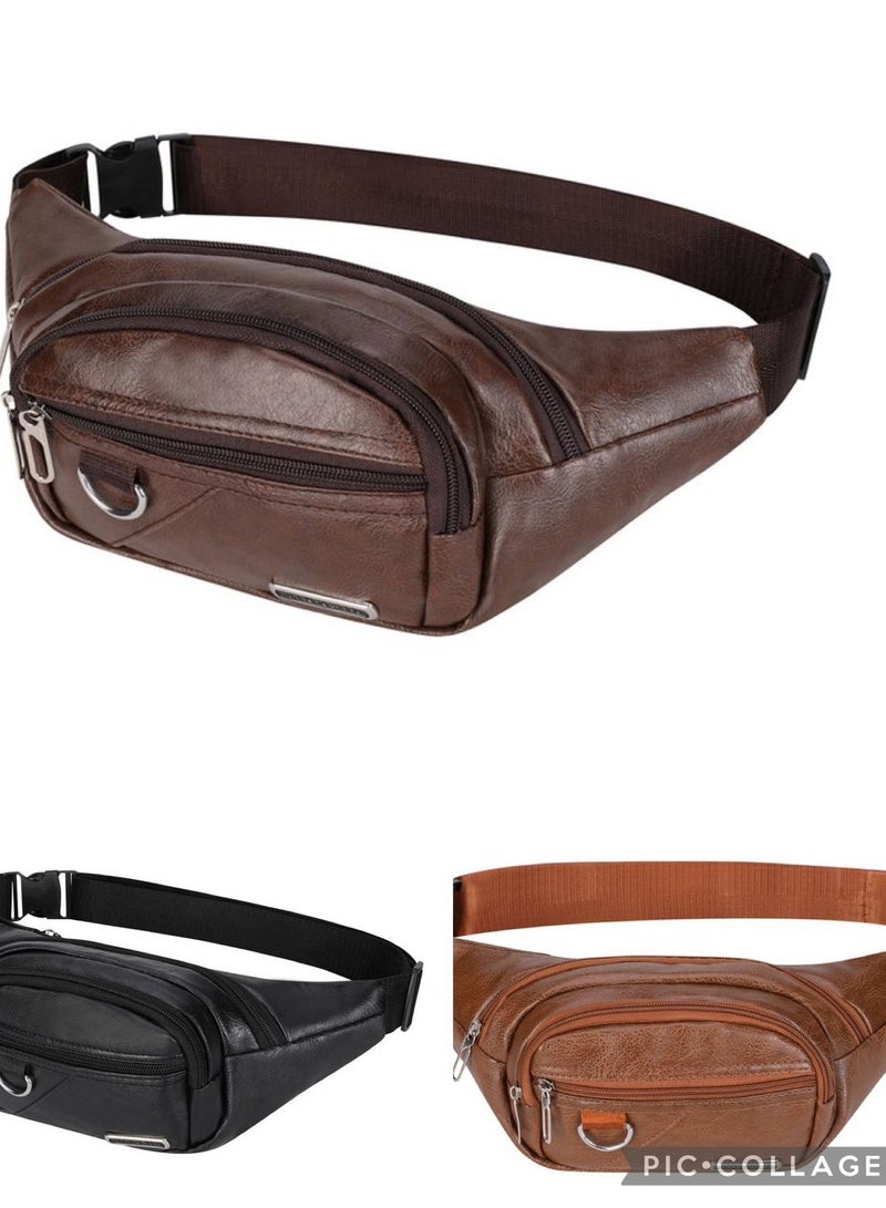 MYK Leather Large Pack Crossbody Sling Backpack Waterproof Hip Belt Bag Waist Bag By Maximize Wear Genuine Waist Pouch Travel Haj Umrah Combo 3pcs set