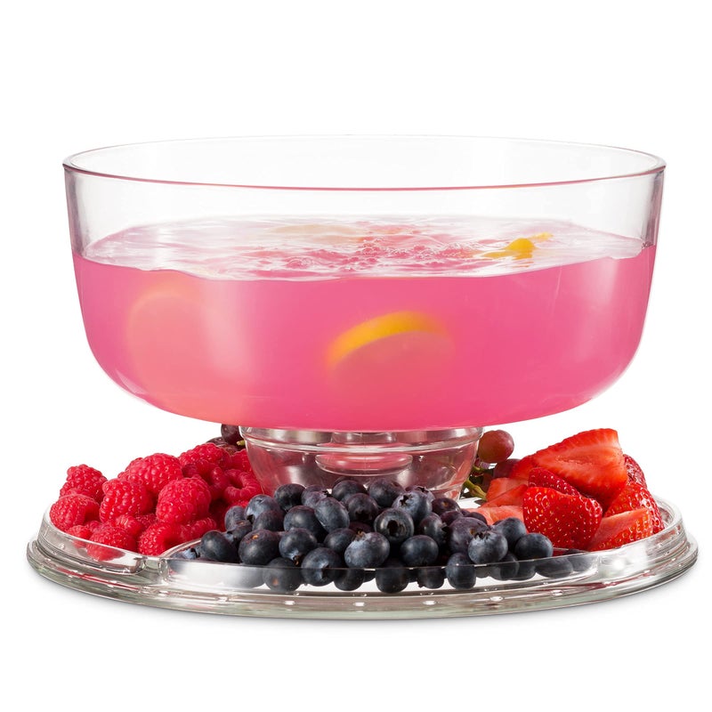 Godinger Cake Stand and Serving Plate Platter with Dome Lid, 6 in 1 Multi-Purpose Use, Crystal Glass Footed Cake Stand, Salad Bowl, Cake Plate, Fruit Platter - Made in Italy - Image 3