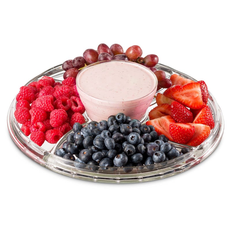 Godinger Cake Stand and Serving Plate Platter with Dome Lid, 6 in 1 Multi-Purpose Use, Crystal Glass Footed Cake Stand, Salad Bowl, Cake Plate, Fruit Platter - Made in Italy - Image 5
