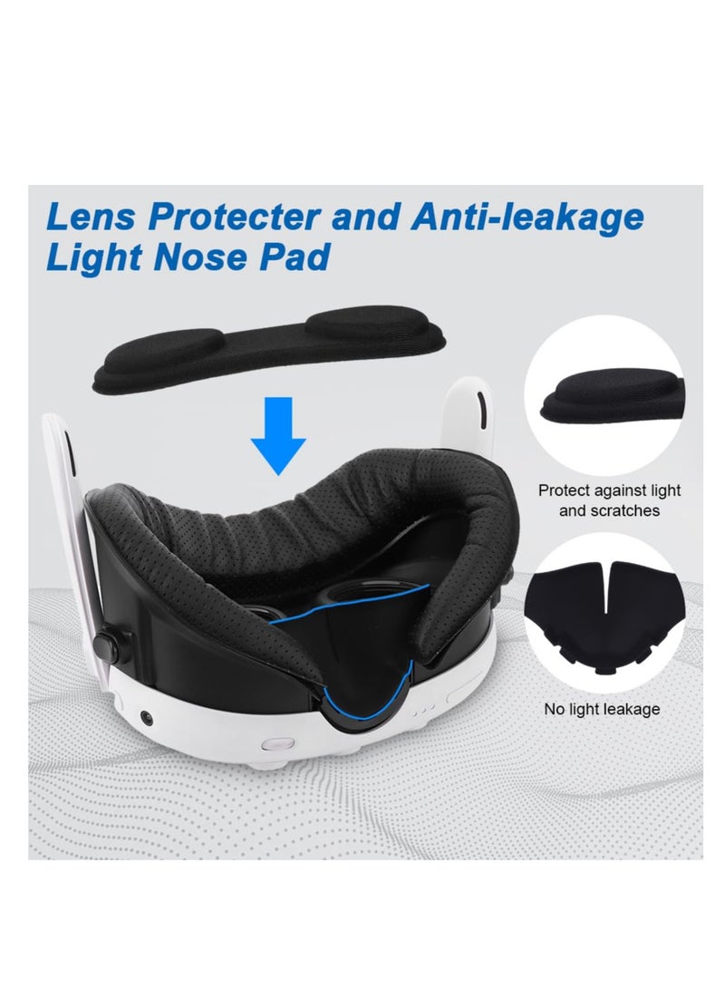 SYOSI 6 in 1 VR Facial Interface and Foam Replacement Set Fit for Oculus/Meta Quest 3, Adjustable Facial Bracket, Anti-Leakage Nose Pad Lens Protector Lens Cloth Fit for VR Quest 3 VR Accessories - Image 4