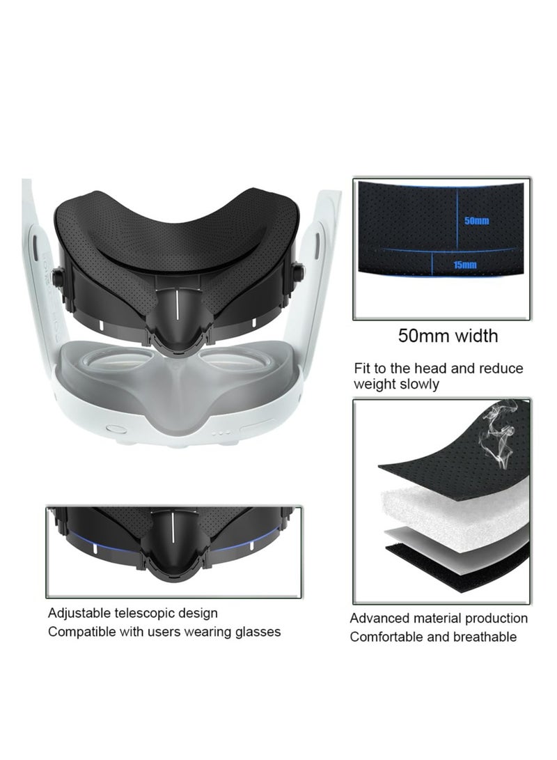 SYOSI 6 in 1 VR Facial Interface and Foam Replacement Set Fit for Oculus/Meta Quest 3, Adjustable Facial Bracket, Anti-Leakage Nose Pad Lens Protector Lens Cloth Fit for VR Quest 3 VR Accessories - Image 3