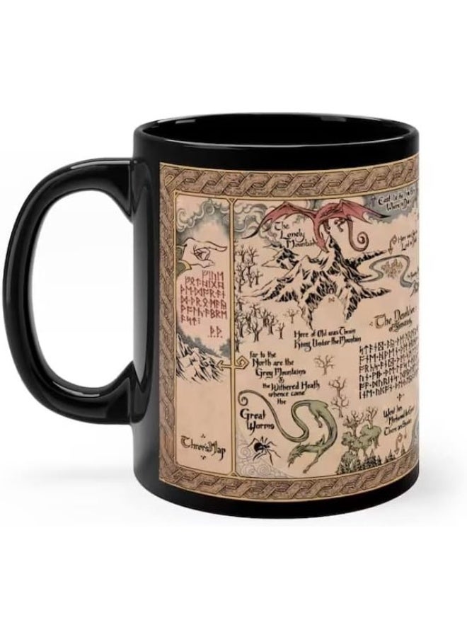 Spoil Your Wall كوب قهوة خزفي مطبوع عليه خريطة ثورين وبيلبو باجينز من سلسلة سيد الخواتم، سعة 325 مل، هدية مثالية من Spoil Your Wall - Image 1