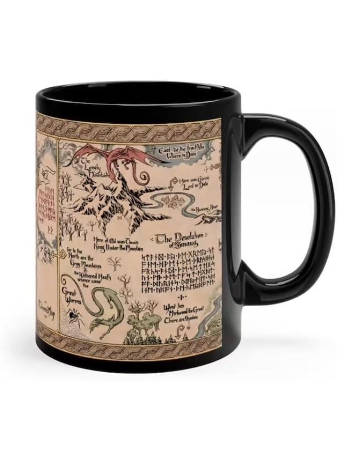 Spoil Your Wall كوب قهوة خزفي مطبوع عليه خريطة ثورين وبيلبو باجينز من سلسلة سيد الخواتم، سعة 325 مل، هدية مثالية من Spoil Your Wall - Image 3