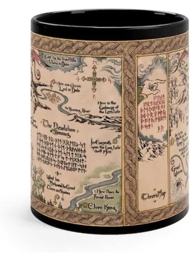 Spoil Your Wall كوب قهوة خزفي مطبوع عليه خريطة ثورين وبيلبو باجينز من سلسلة سيد الخواتم، سعة 325 مل، هدية مثالية من Spoil Your Wall - Image 2