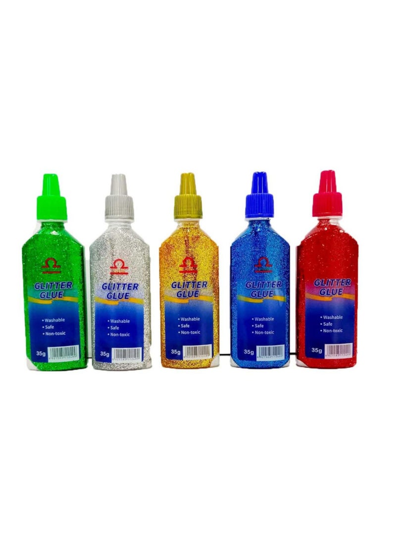 Libra Glitter Glue Bottle Multicolors Pack of 5 - Image 1