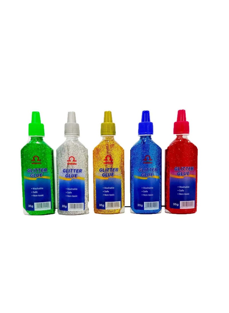Libra Glitter Glue Bottle Multicolors Pack of 5 - Image 2