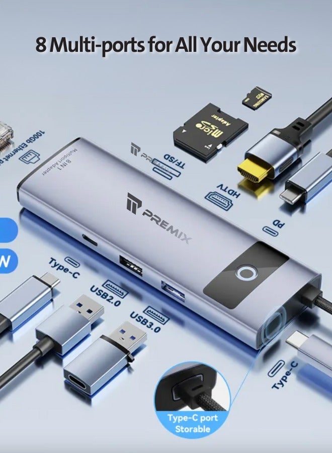 Premix 8 in1 USB C Hub 4K At 60Hz Type C to HDMI  Multifunctional Adapter - Image 2
