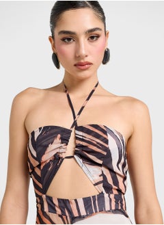 Ginger Halter Neck Leopard Print Wide Leg Jumpsuit  - Image 3