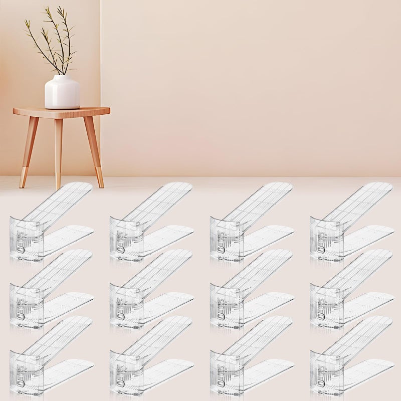 FENRUNXU Shoe Slots Organizer for Closet,12PACK Shoe Stacker Shoe Rack Organizer for Closet Space Saver Storage Shoe Holder Organization(Transparent) - Image 1