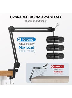 Rock Pow Microphone Boom Arm Heavy Duty Boom Arm Mic Stand Suspension Scissor Mic Arm Desk Mount with Upgraded Mic Clip Max Clamping Range 60mm for Blue Yeti Snowball Shure Hyperx Quadcast & Other Mic  - Image 5