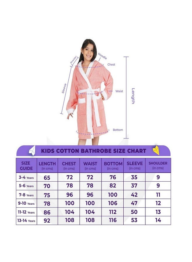 RANGOLI SOFT ABSORBENT DURABLE TOWELS Rangoli Noble 100% Cotton Terry Kids Bathrobe, 400 GSM | Ultra Soft Plush Hooded Bathrobe for Girls with 2 Pockets and Attached Adjustable Belt | Gown Bathrobe for kids Girls 11-12 Years, Navy Blue - Image 4