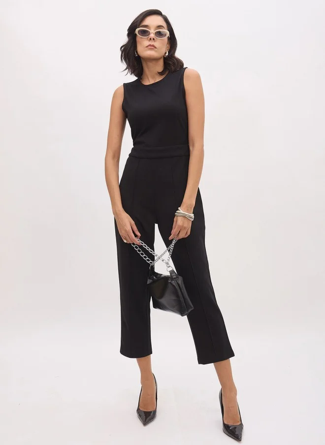 SASSAFRAS Black Basic Jumpsuit for Women