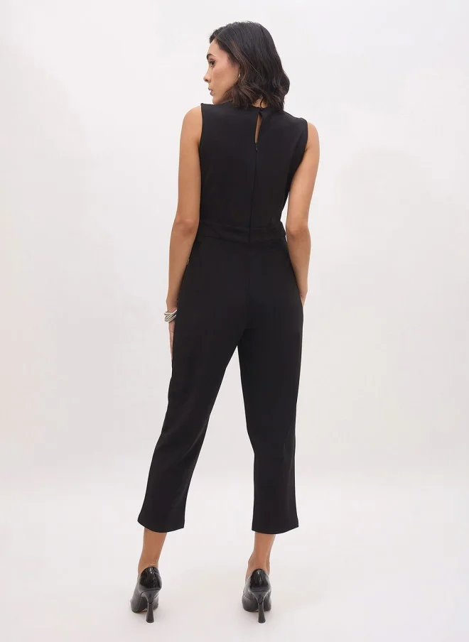 SASSAFRAS Black Basic Jumpsuit for Women