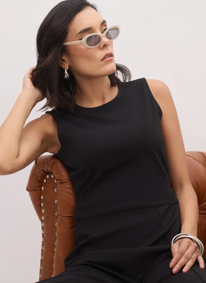 SASSAFRAS Black Basic Jumpsuit for Women