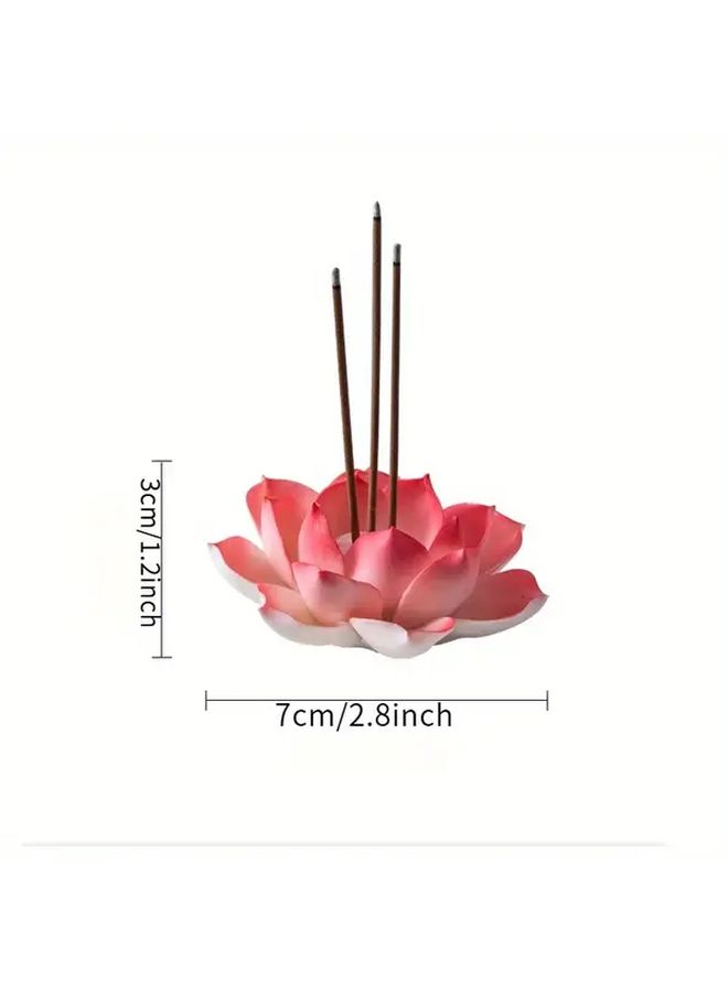 1 Multi Color Ceramic Lotus Incense Burner White Flower With One Hole Yoga Studio Living Room Home Decor - Image 2