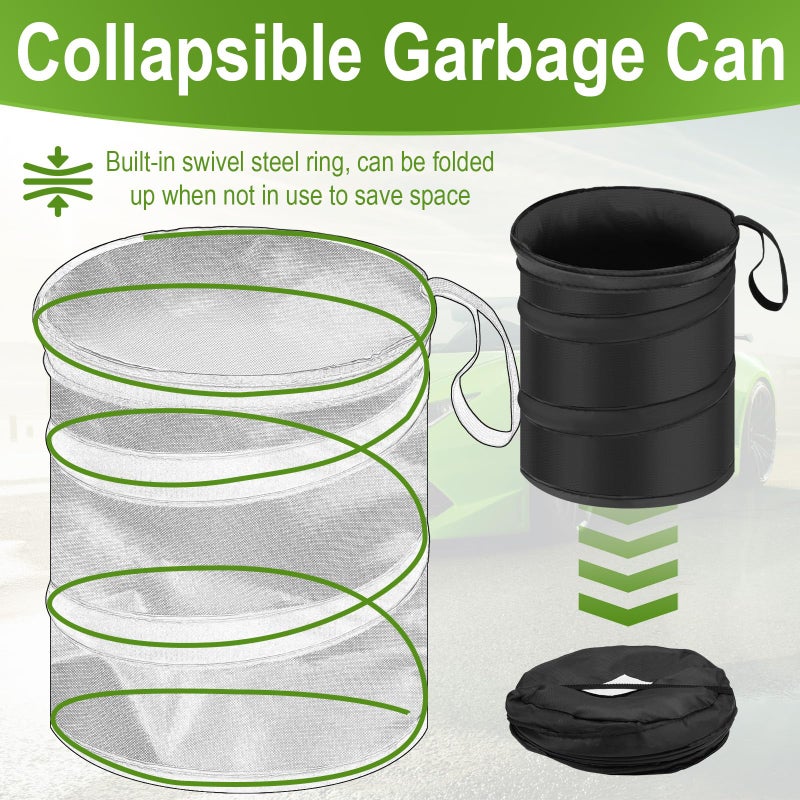 ecocstm 2 PCS Car Trash Can, Collapsible Pop-up Car Garbages Can, Portable Garbage Bin with Elastic Band, Waterproof Small Garbage Can for Back Seat Front Seat, for Outdoor Traveling & Home Use - Image 4
