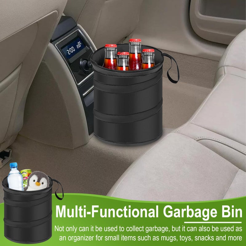 ecocstm 2 PCS Car Trash Can, Collapsible Pop-up Car Garbages Can, Portable Garbage Bin with Elastic Band, Waterproof Small Garbage Can for Back Seat Front Seat, for Outdoor Traveling & Home Use - Image 5