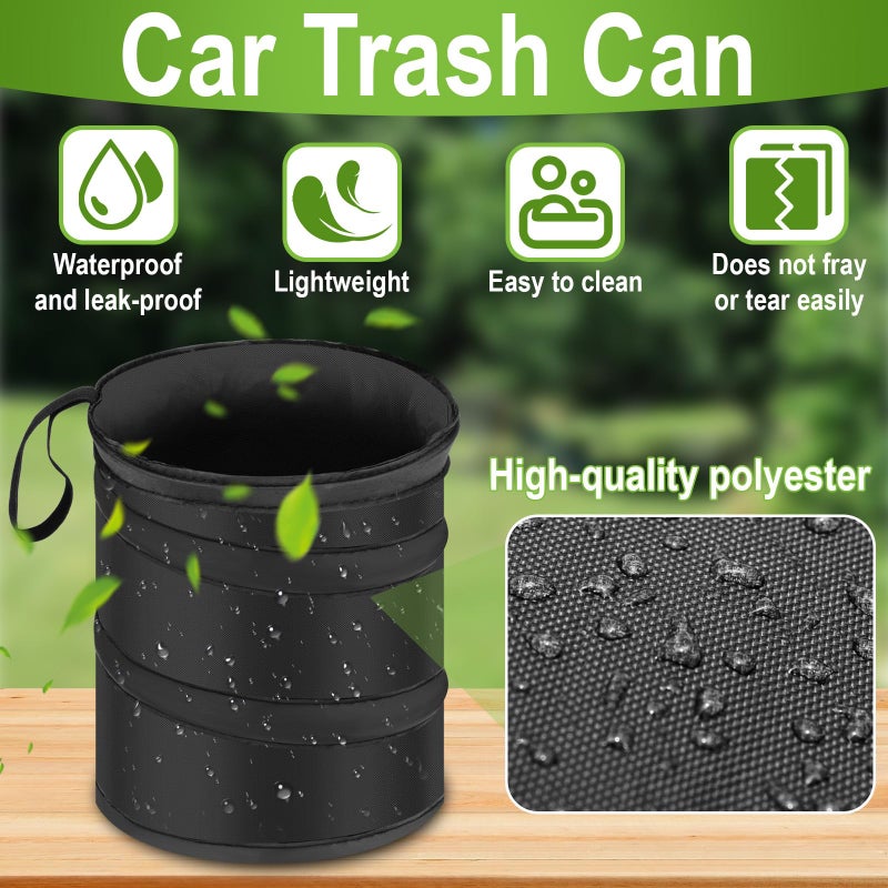 ecocstm 2 PCS Car Trash Can, Collapsible Pop-up Car Garbages Can, Portable Garbage Bin with Elastic Band, Waterproof Small Garbage Can for Back Seat Front Seat, for Outdoor Traveling & Home Use - Image 2