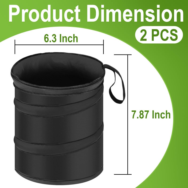 ecocstm 2 PCS Car Trash Can, Collapsible Pop-up Car Garbages Can, Portable Garbage Bin with Elastic Band, Waterproof Small Garbage Can for Back Seat Front Seat, for Outdoor Traveling & Home Use - Image 3