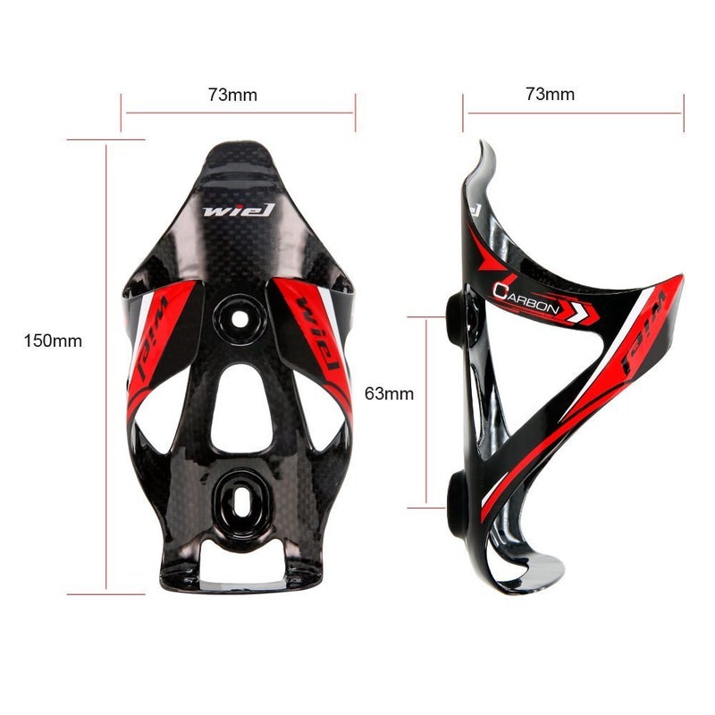 Wiel Full Carbon Fiber Bicycle Bike Light Drink Water Bottle Cage Holder (2Pcs Black Red) - Image 5