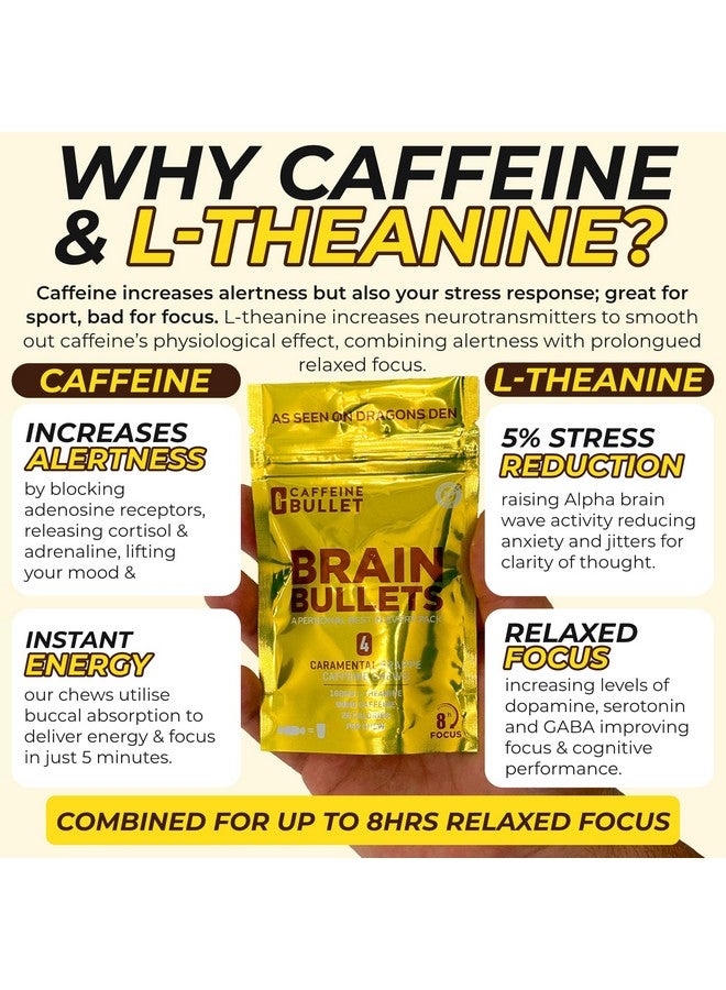 Caffeine Bullet 80mg Caffeine & 160mg L-Theanine Focus Enhancing Energy Chews (40 Servings) - Neuroscience Backed Nootropic Stack, Mental Acuity & Cognitive Support | Caramel Frappe Flavor Brain Bullet - Image 4