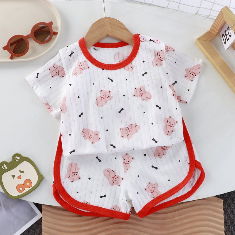 Infant Cotton T-Shirt Combo New Arrival Atk07 bow tie bear