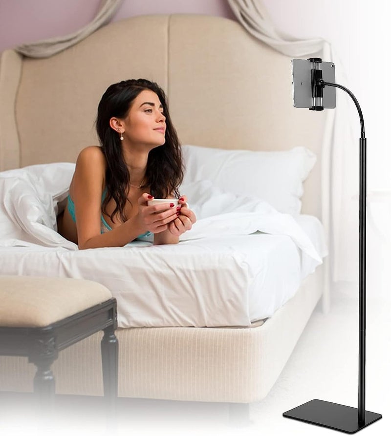 HOLD UP Sturdy Base Lazy Mobile/Tablet Holder Height-Adjustable Stand with 360 Rotatable Phone Holder and Flexible Gooseneck for Leisure Watching and/or Photoshoot & Videography, Live Broadcasting - Image 1
