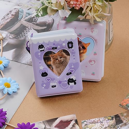 Yymobt 2 Pieces Photocard Binder Album, Mini Photo Album Kpop, 3 Inch Kpop Love Heart Hollow Photocard Binder, Mini Photo Card Book Holder for Collecting With Pendant DIY Keychian 40 Pockets - Image 5
