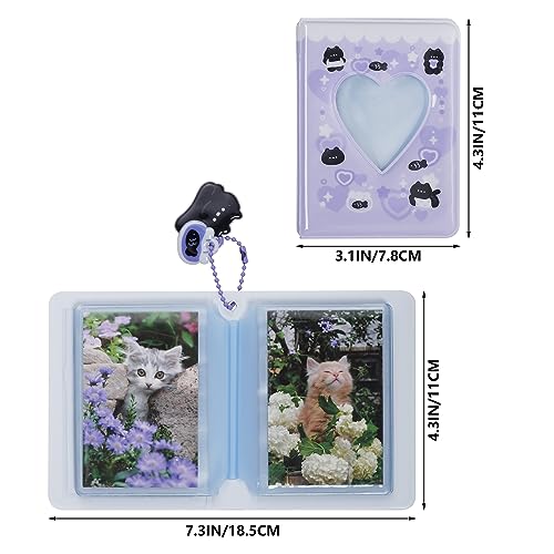 Yymobt 2 Pieces Photocard Binder Album, Mini Photo Album Kpop, 3 Inch Kpop Love Heart Hollow Photocard Binder, Mini Photo Card Book Holder for Collecting With Pendant DIY Keychian 40 Pockets - Image 2