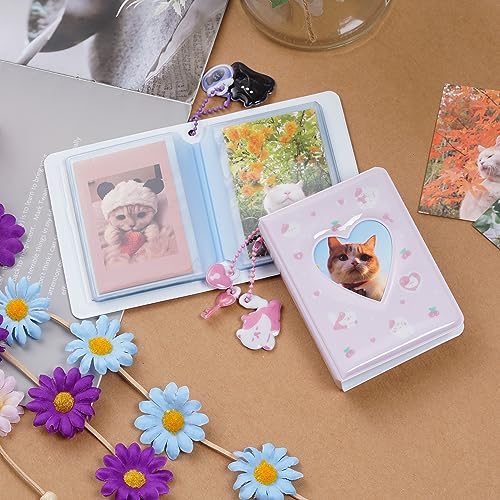 Yymobt 2 Pieces Photocard Binder Album, Mini Photo Album Kpop, 3 Inch Kpop Love Heart Hollow Photocard Binder, Mini Photo Card Book Holder for Collecting With Pendant DIY Keychian 40 Pockets - Image 4