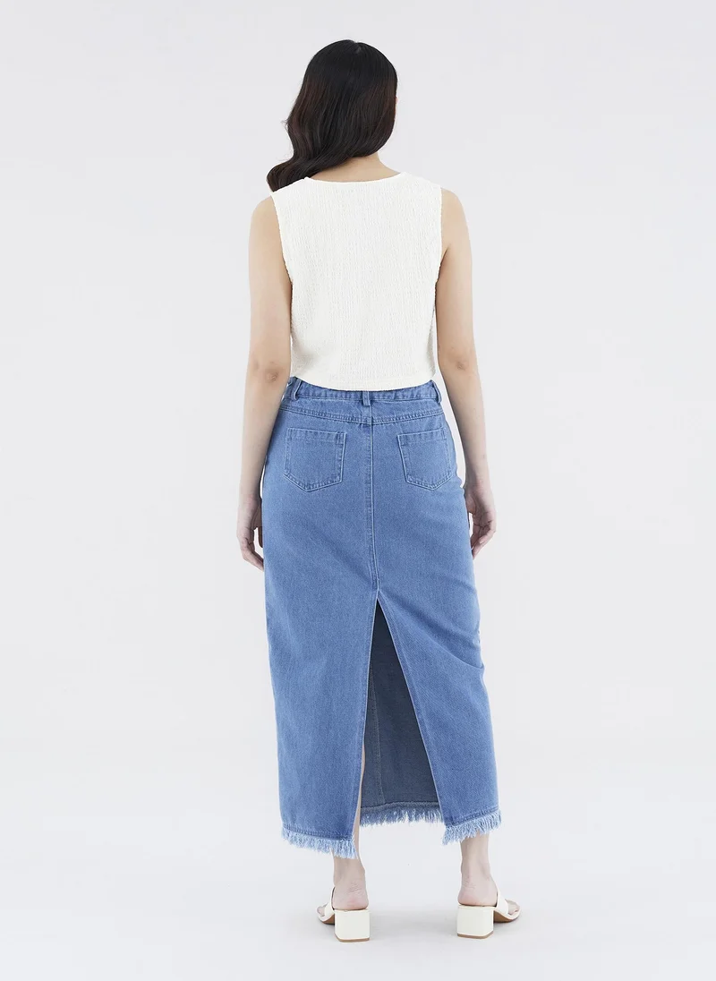 ذا اديتورز ماركت Kalus Straight Denim Skirt