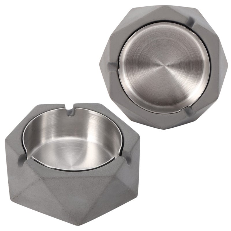 Nordic Style Geometric Cement Ashtray Cigarette Ashes Tray Holder for Home Living RoomDark Gray - Image 4