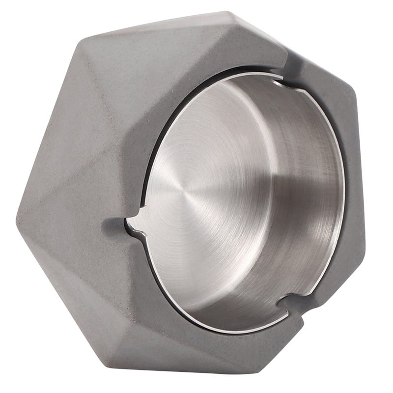 Nordic Style Geometric Cement Ashtray Cigarette Ashes Tray Holder for Home Living RoomDark Gray - Image 3