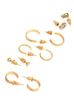 Just Peachy Just Peachy Set of 5 Gold-Toned & Plated Stone Studded Contemporary Drop Earrings ? Includes Elegant Drop Designs with Sparkling Stones High-Quality Gold Finish ? Perfect for Any Occasion  - Image 1