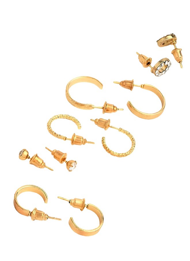 Just Peachy Just Peachy Set of 5 Gold-Toned & Plated Stone Studded Contemporary Drop Earrings ? Includes Elegant Drop Designs with Sparkling Stones High-Quality Gold Finish ? Perfect for Any Occasion  - Image 1