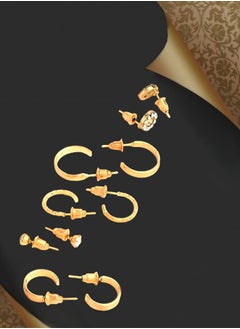 Just Peachy Just Peachy Set of 5 Gold-Toned & Plated Stone Studded Contemporary Drop Earrings ? Includes Elegant Drop Designs with Sparkling Stones High-Quality Gold Finish ? Perfect for Any Occasion  - Image 3