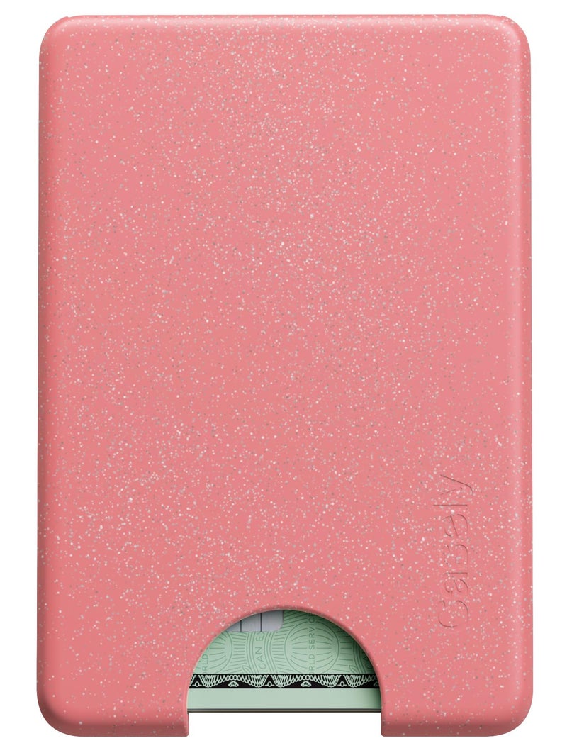 Casely MagWallet | Starfish Wishes | Coral Pink Shimmer | Slim Wallet Card Holder | Compatible with MagSafe | Soft-Touch Hard Silicone | Holds Up to 3 Cards - Image 1