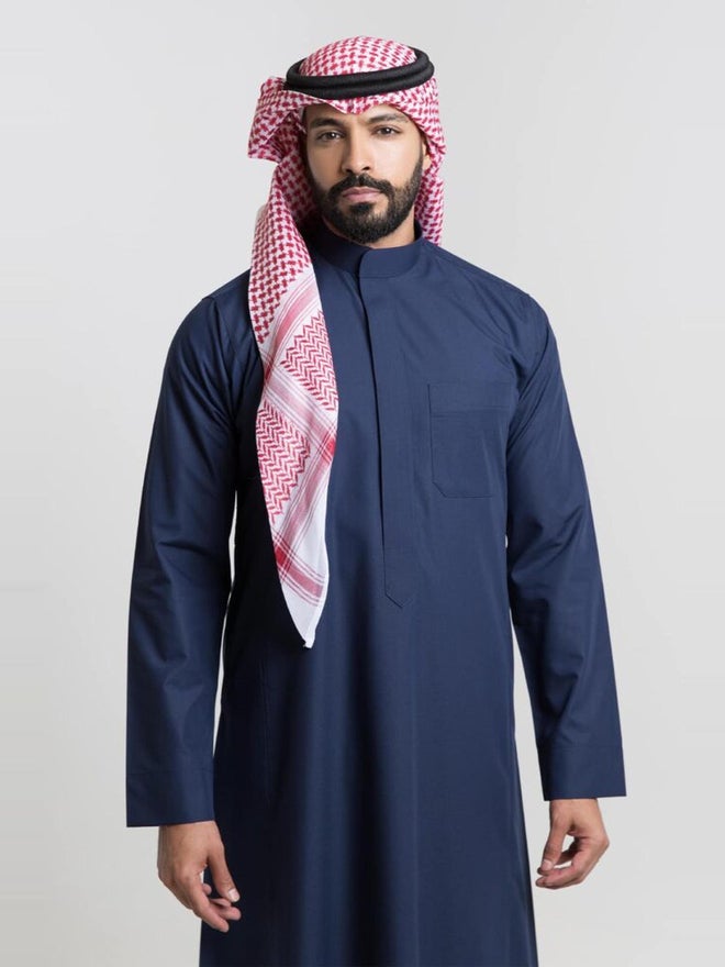 الشياكة ثوب كلاسيك رجالي صيفي، أزرق - 60 بوصة - Image 3