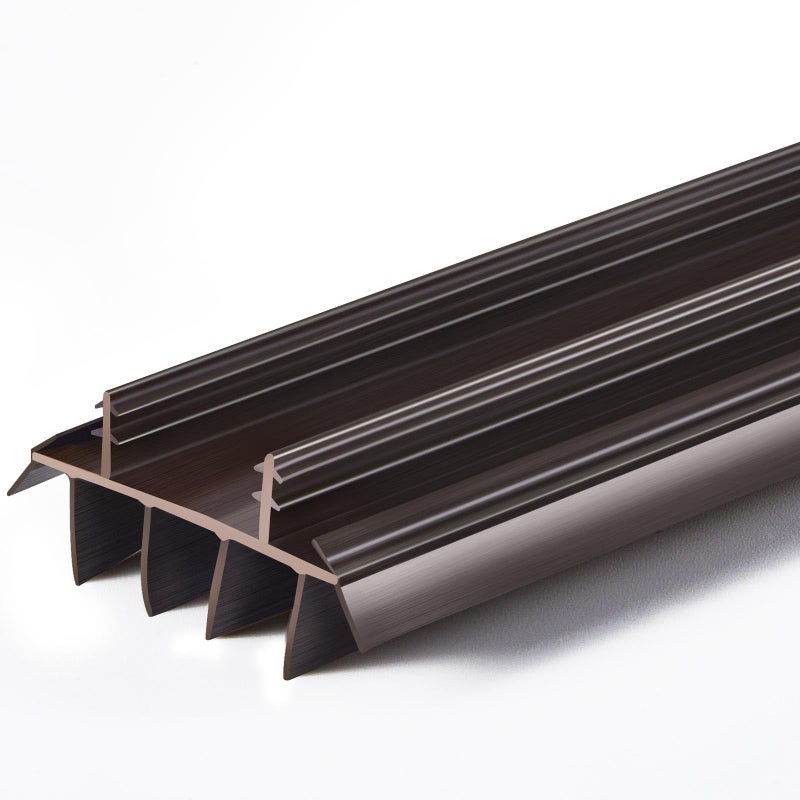 Pushglossy Replacement Door Bottom with Vinyl Fins 36" Long 1 3/4" Wide Threshold Seal Bottom of Door Weatherstrip Kerf Weather Stripping for 7/8" Between Barbs(1 Pcs,Brown) - Image 1