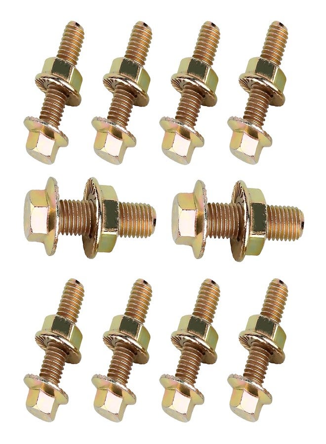 MOXRUQ 10 PCS Exhaust Manifold Bolts, M8 x 1.25 x 30mm High Strength Carbon Steel Flange Exhaust Bolts and Nuts, Exhaust Manifold Bolt Hardware Kit - Image 1