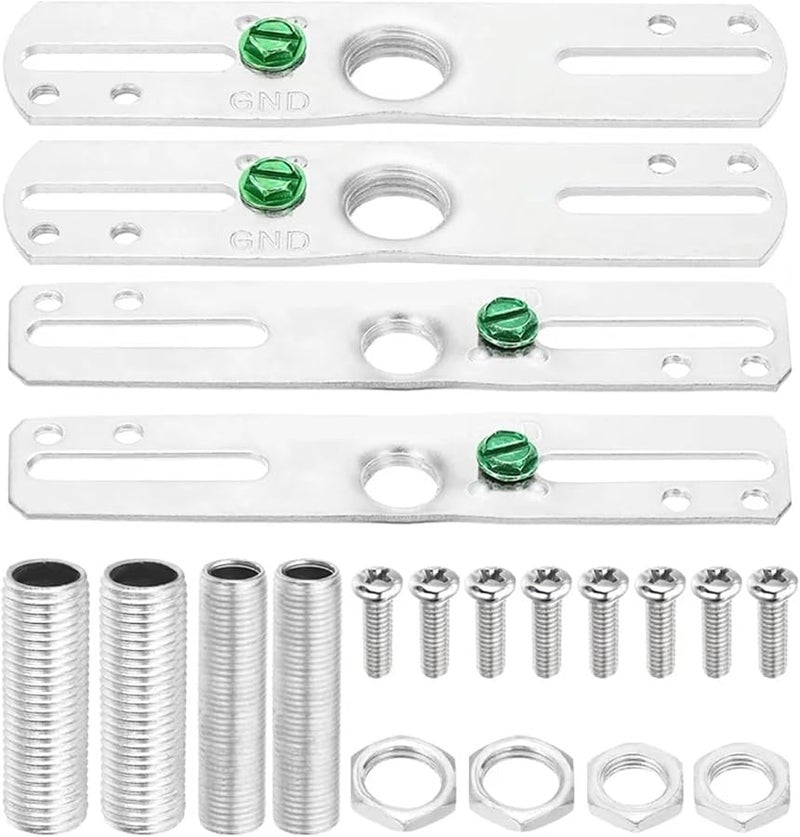 Silver Universal Light Fixture Mounting Bracket Kit With 1 8IP And 1 4IP Tap Hole For Ceiling Wall Sconce Chandelier Pendant - Image 1