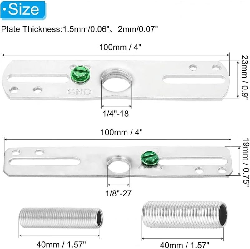Silver Universal Light Fixture Mounting Bracket Kit With 1 8IP And 1 4IP Tap Hole For Ceiling Wall Sconce Chandelier Pendant - Image 3