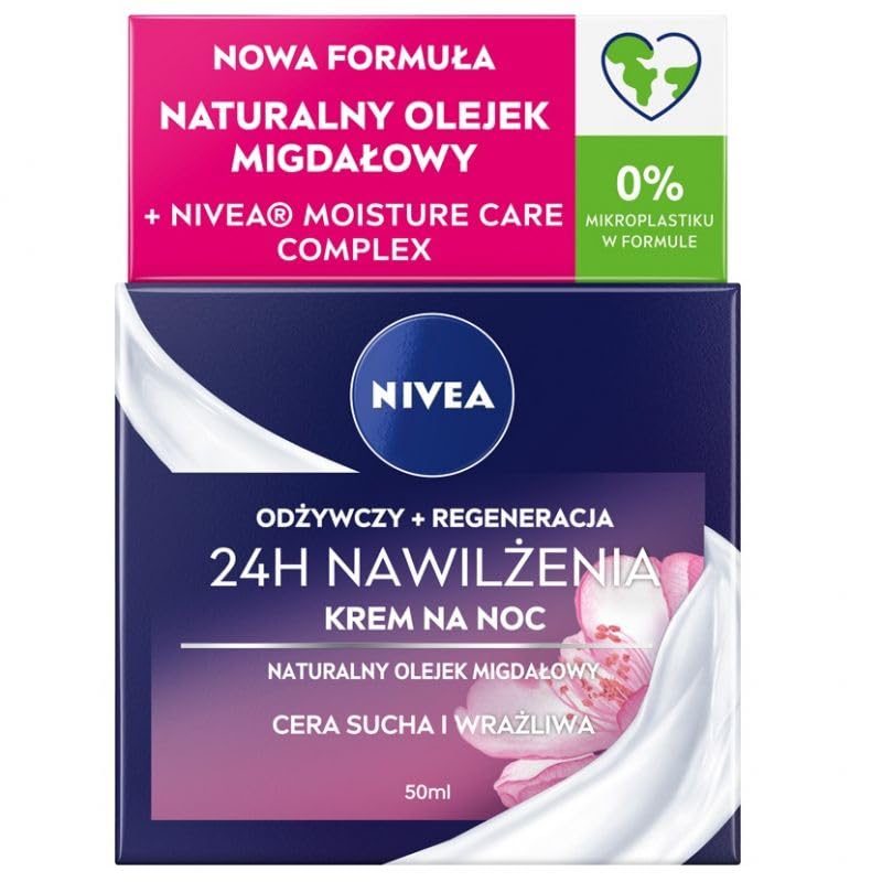 NIVEA Nourishing Night Cream for Dry to Sensitive Skin 50 ml â€“ Deep Moisture Almond Oil & Pro-Vitamin B5 Formula for Overnight Skin Renewal and Softness - Image 2