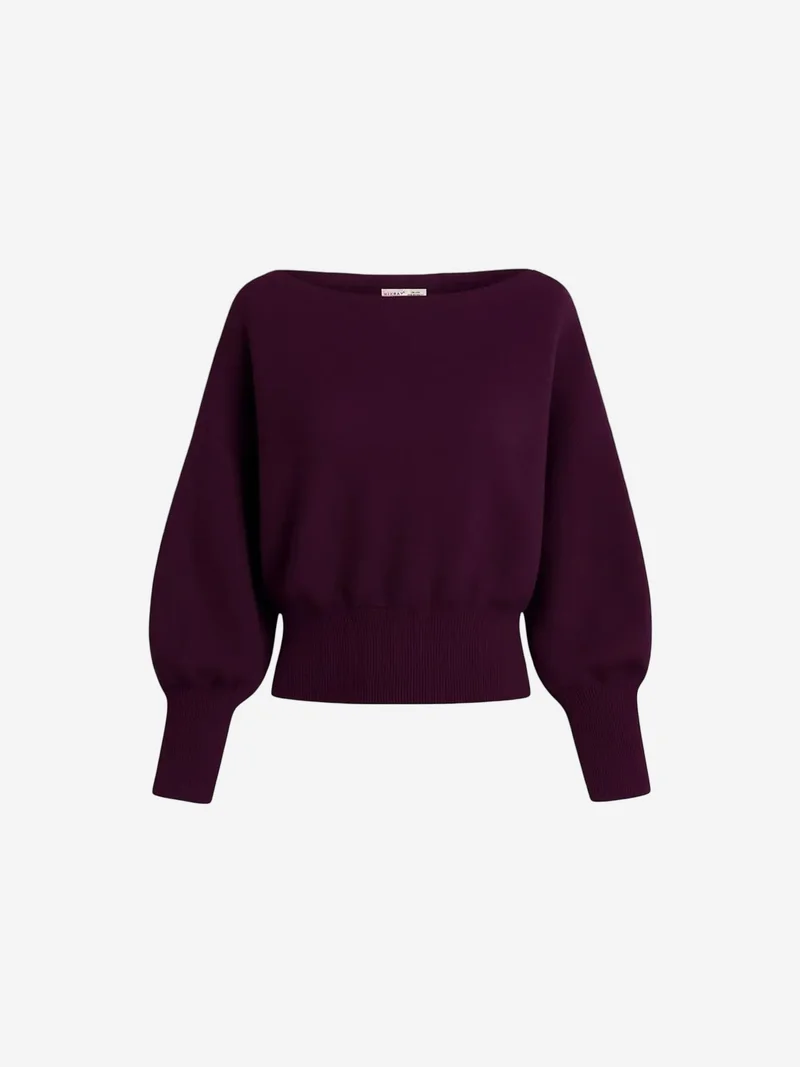 Mixray Ribbed Boat Neck Sweater